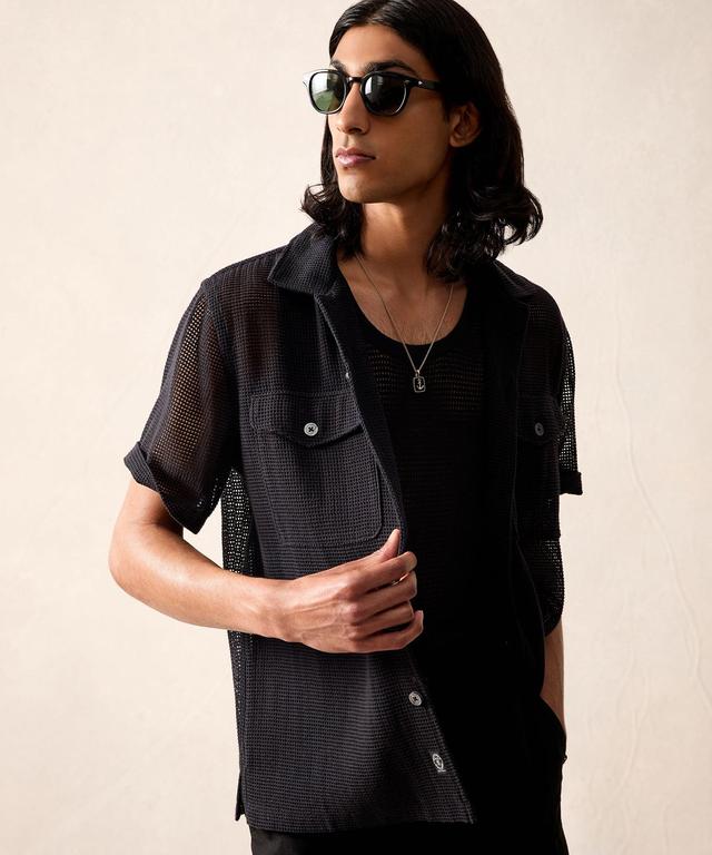 Mesh Panama Shirt in Black Product Image