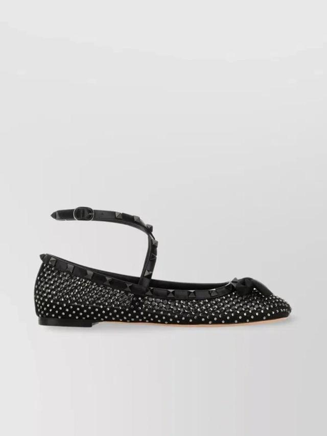 Leather And Mesh Rockstud Ballet Flats Product Image