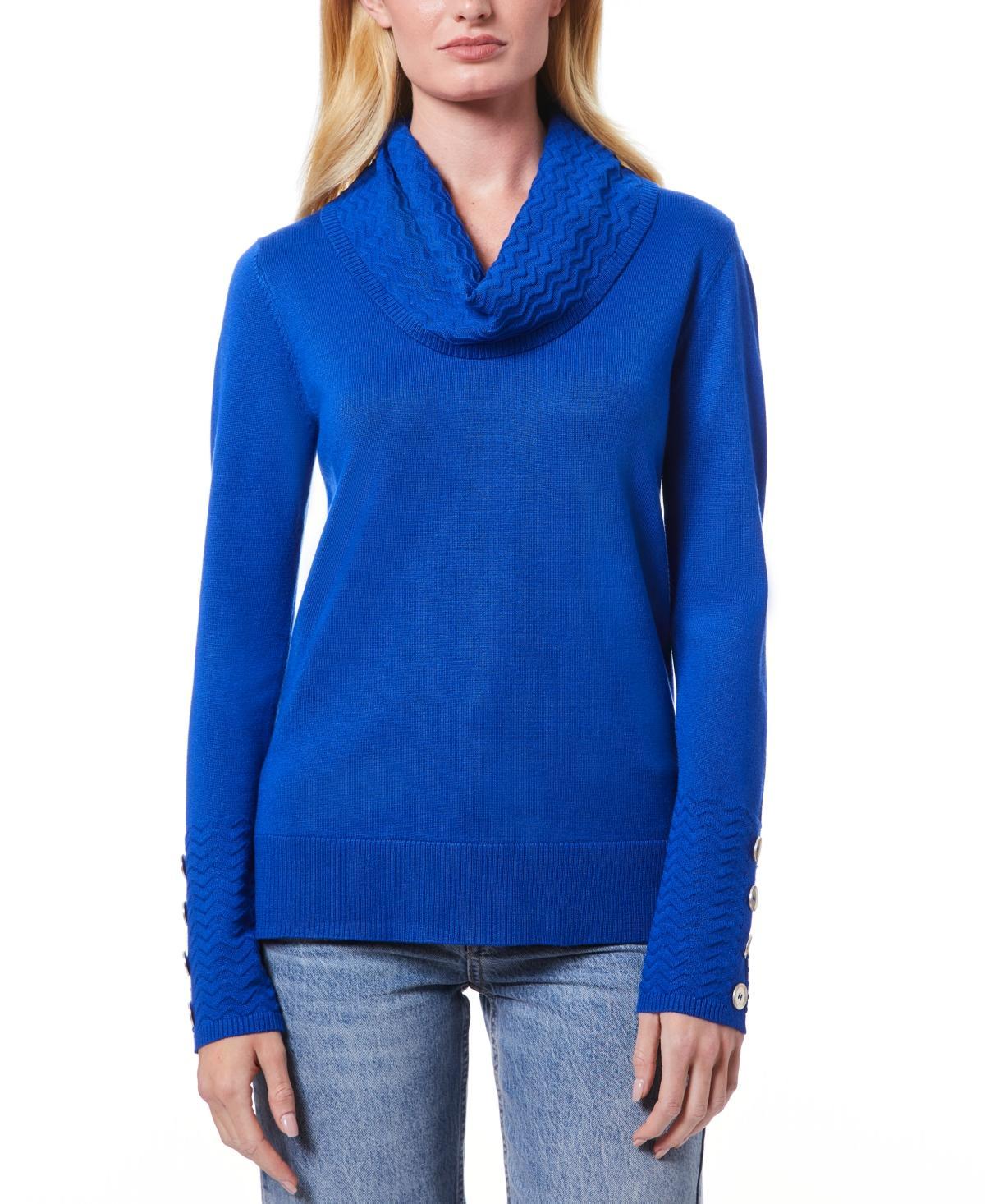 Melissa Paige Womens Chevron-Trimmed Cowl-Neck Sweater, Regular & Petites Product Image