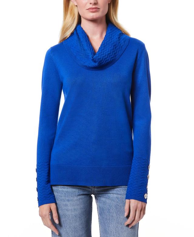 Melissa Paige Womens Chevron-Trimmed Cowl-Neck Sweater, Regular & Petites Product Image