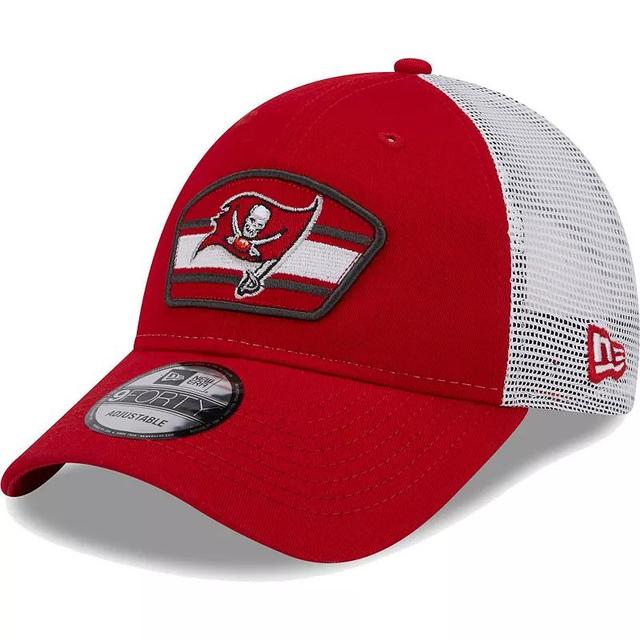 Mens New Era Red Tampa Bay Buccaneers Logo Patch Trucker 9FORTY Snapback Hat - Red Product Image