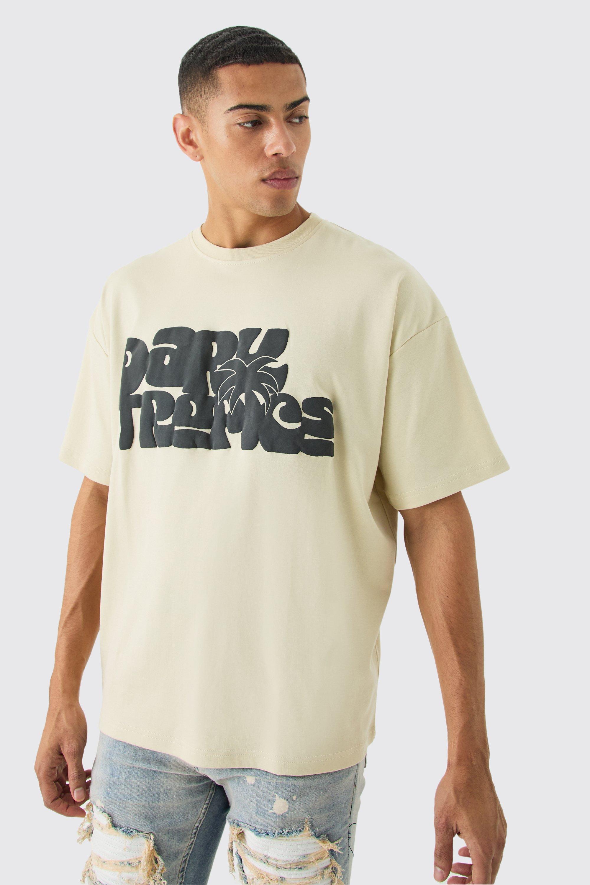 Oversized Interlock Dark Tropics T-shirt | boohooMAN USA Product Image