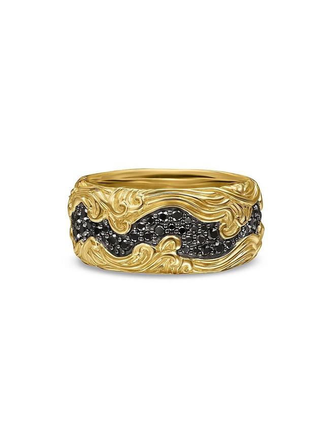 Mens Waves Band Ring in 18K Yellow Gold Product Image