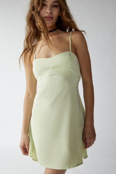 Urban Outfitters UO Bella Bow-Back Satin Mini Dress Womens at Urban Outfitters Product Image