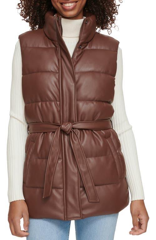 Womens Levis Faux Leather Vest With Cinch Waist Brown Brown Product Image