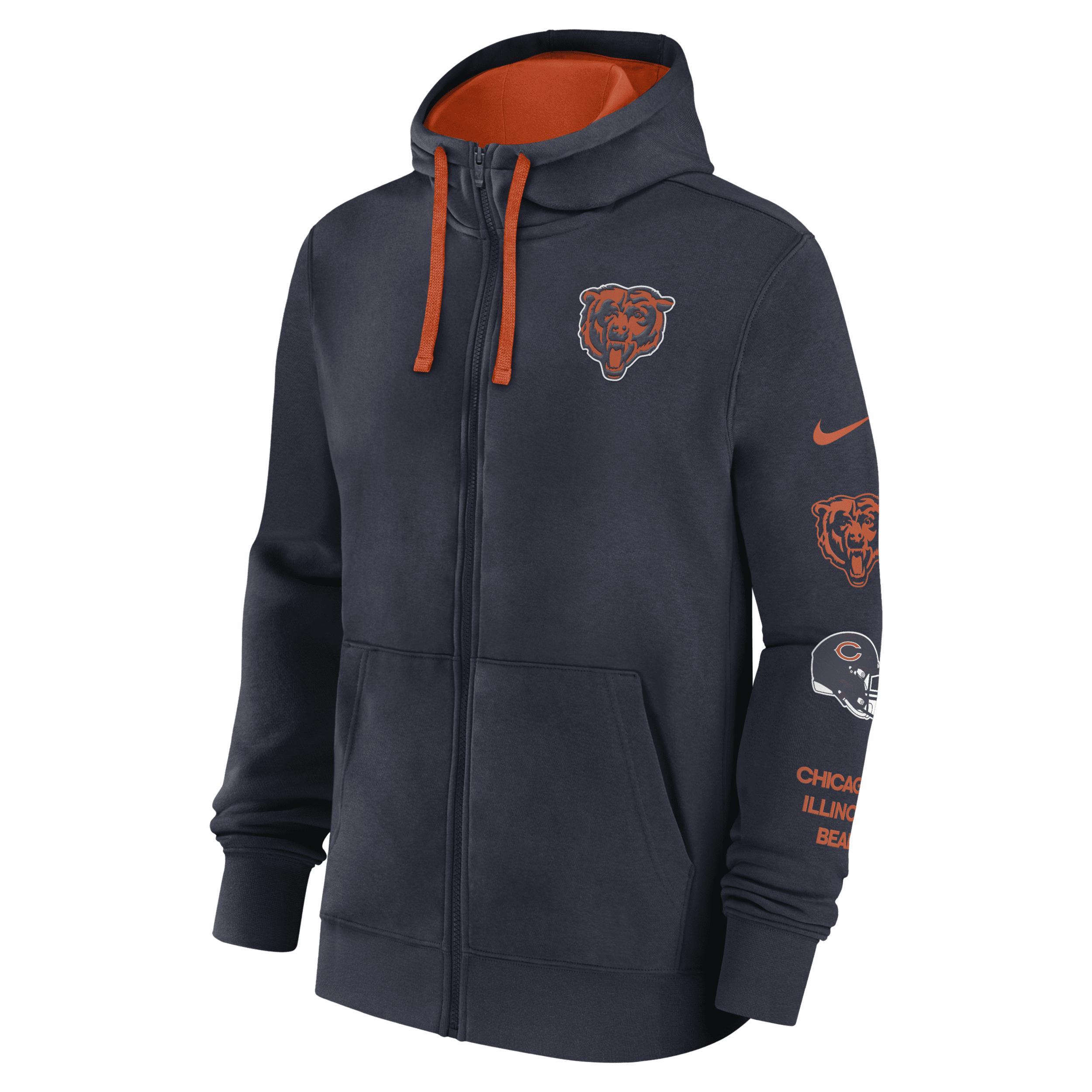 Chicago Bears Club Nike Mens NFL Full-Zip Hoodie Product Image