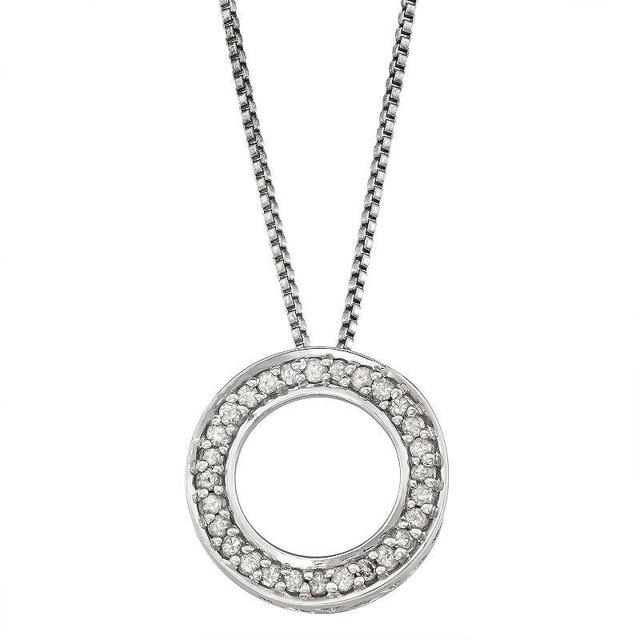 Sterling Silver 1/6 Carat T.W. Diamond Circle Pendant Necklace, Womens White Product Image