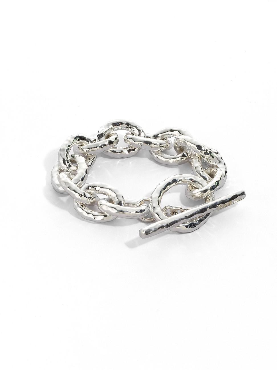 Womens Classico Jumbo Sterling Silver Hammered Bastille Link Bracelet - Silver - Silver Product Image