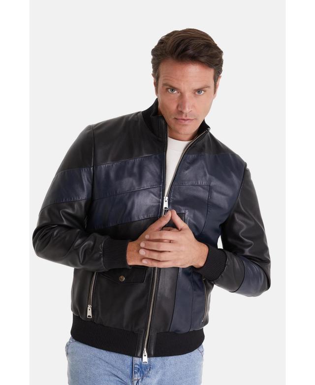 Mens Leather Fashion Jacket Black Product Image