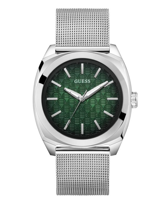 Guess Mens Analog Silver Mesh Watch 43mm - Silver Product Image