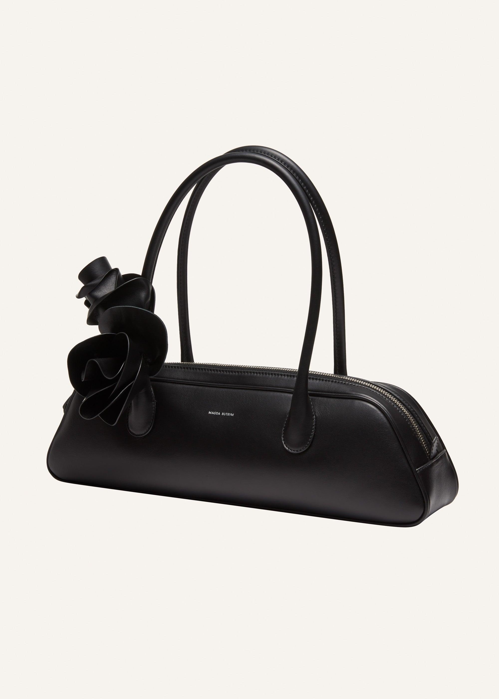 Brigitte trapeze bag in black leather and silver Product Image