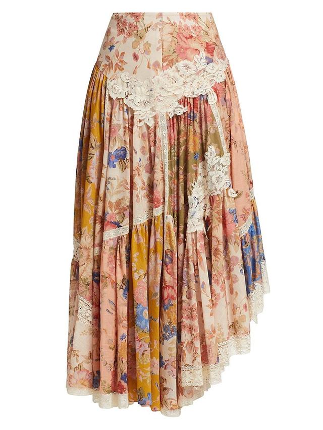 Womens August Asymmetric Floral Cotton Maxi Skirt Product Image