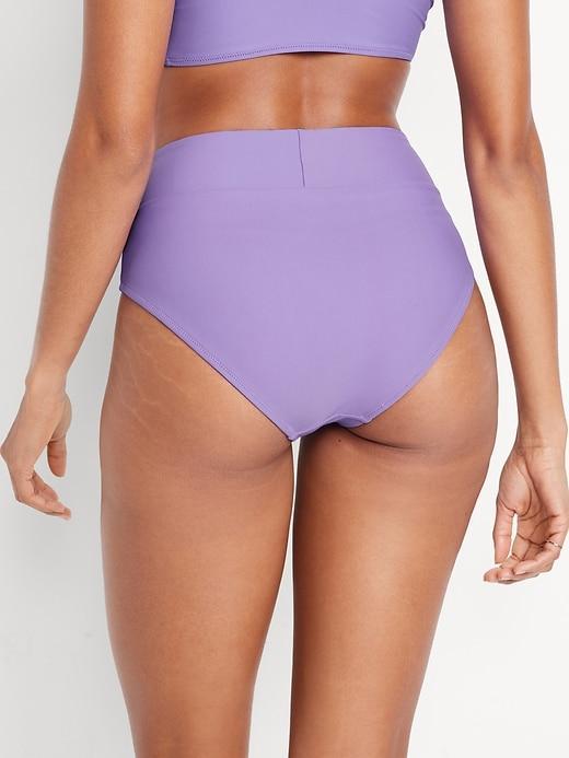 Banded High-Waist Bikini Swim Bottoms Product Image