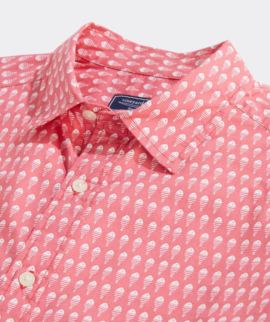 Cotton Madras Short-Sleeve Upstream Fish Shirt Product Image