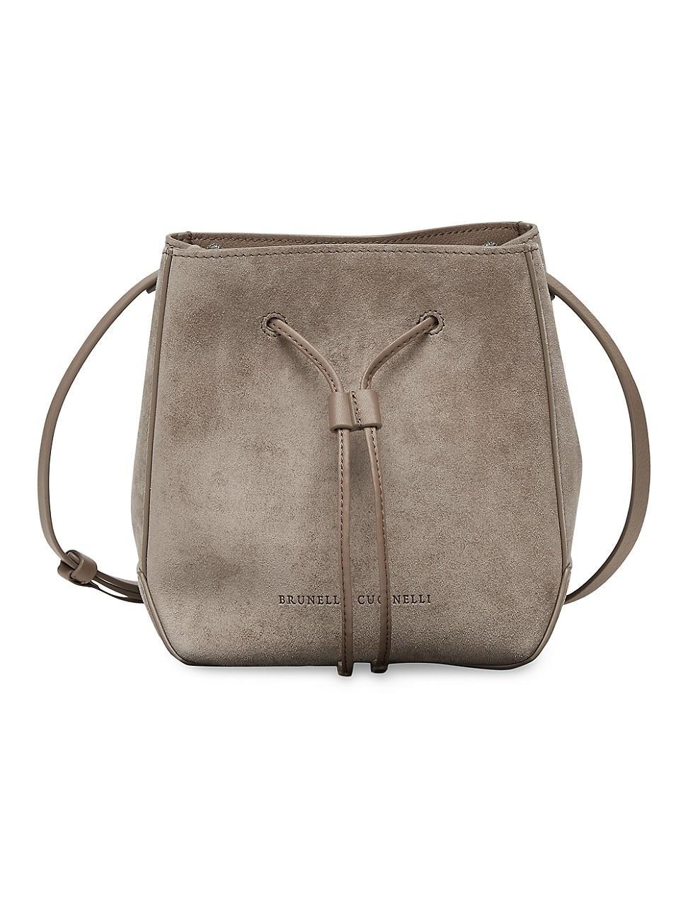 Womens Suede Bucket Bag with Monili Product Image