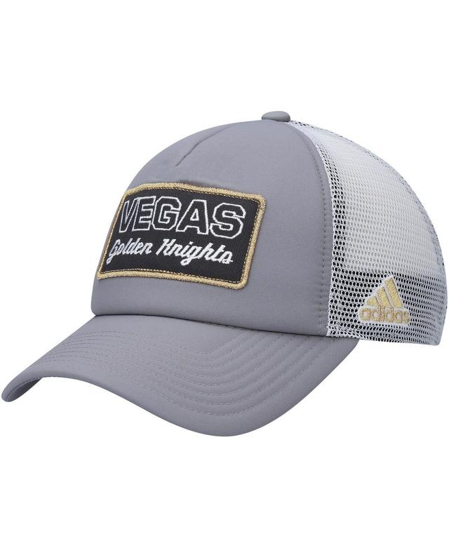 Mens adidas Gray/White Vegas Golden Knights Locker Room Foam Trucker Snapback Hat Product Image