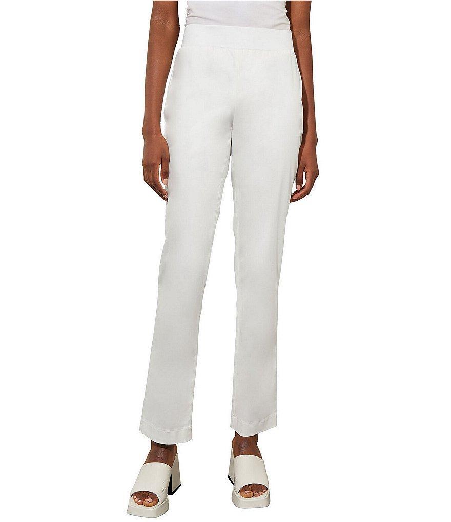 Ming Wang Woven No-Roll Waist Back Slits Hem Pull-On Ankle Pants product image