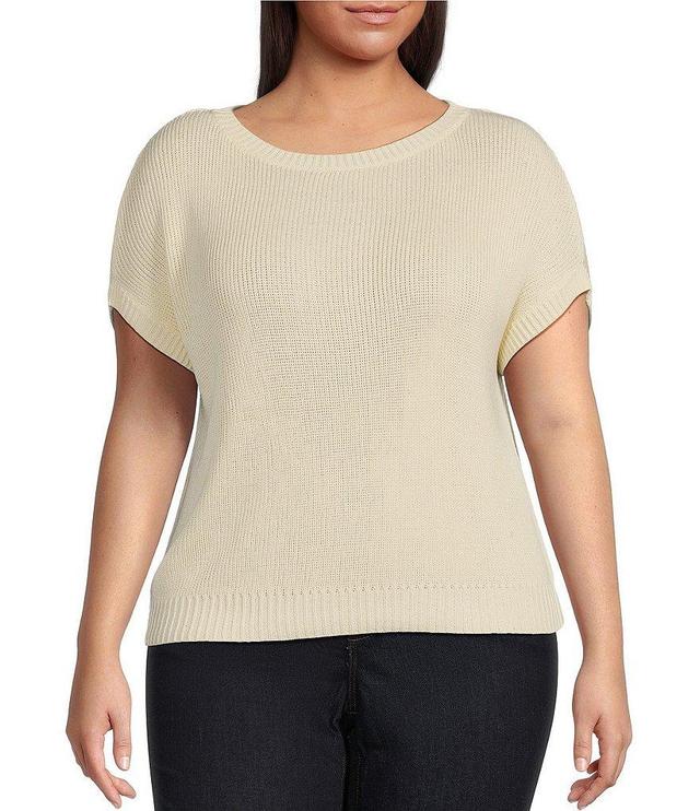 Lauren Ralph Lauren Plus Size Rib-Knit Short Sleeve Sweater Top Product Image