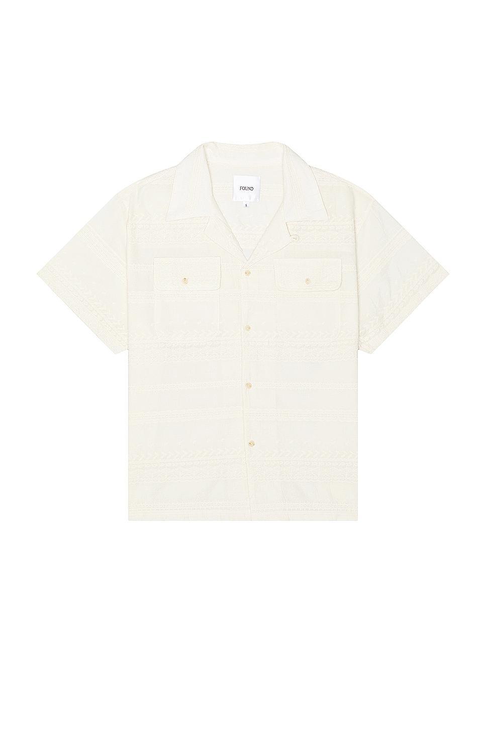 Found Lace Short Sleeve Camp Shirt in White Product Image