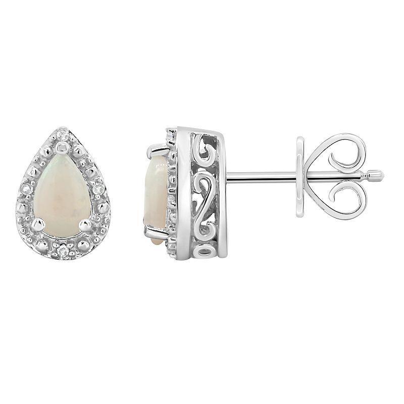 Gemstone and Diamond Accent Stud Earrings in Sterling Silver Product Image