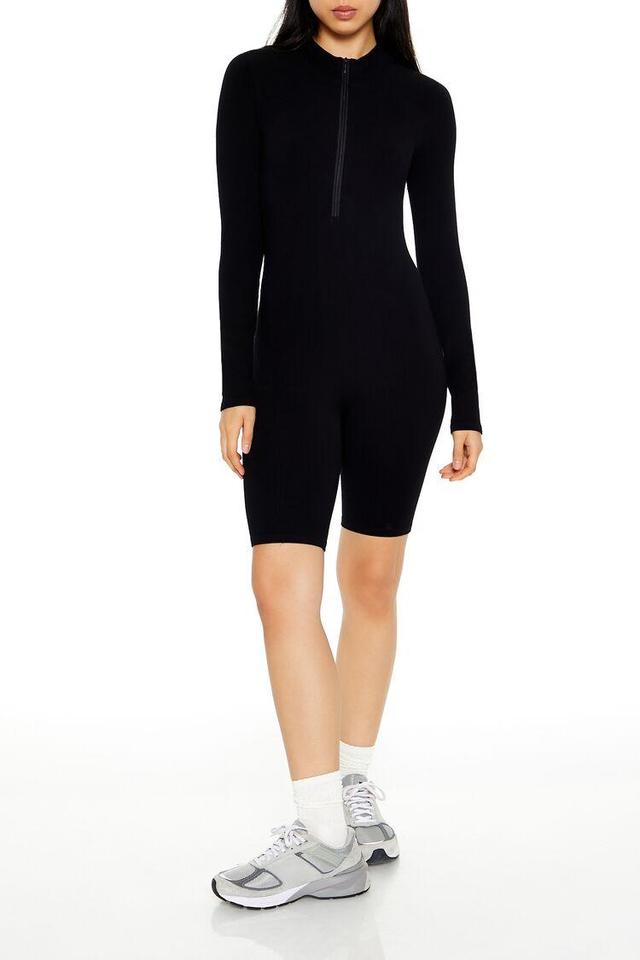 Seamless Half-Zip Mock Neck Romper | Forever 21 Product Image