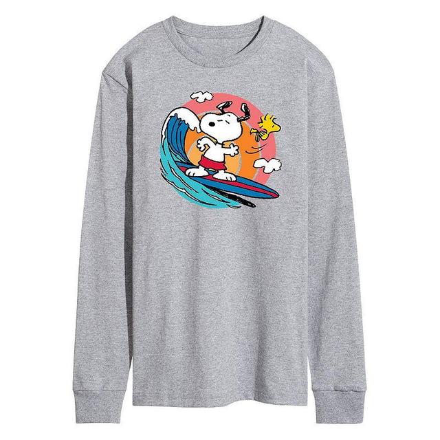 Mens Peanuts Snoopy Surf Long Sleeve Tee Med Grey Product Image