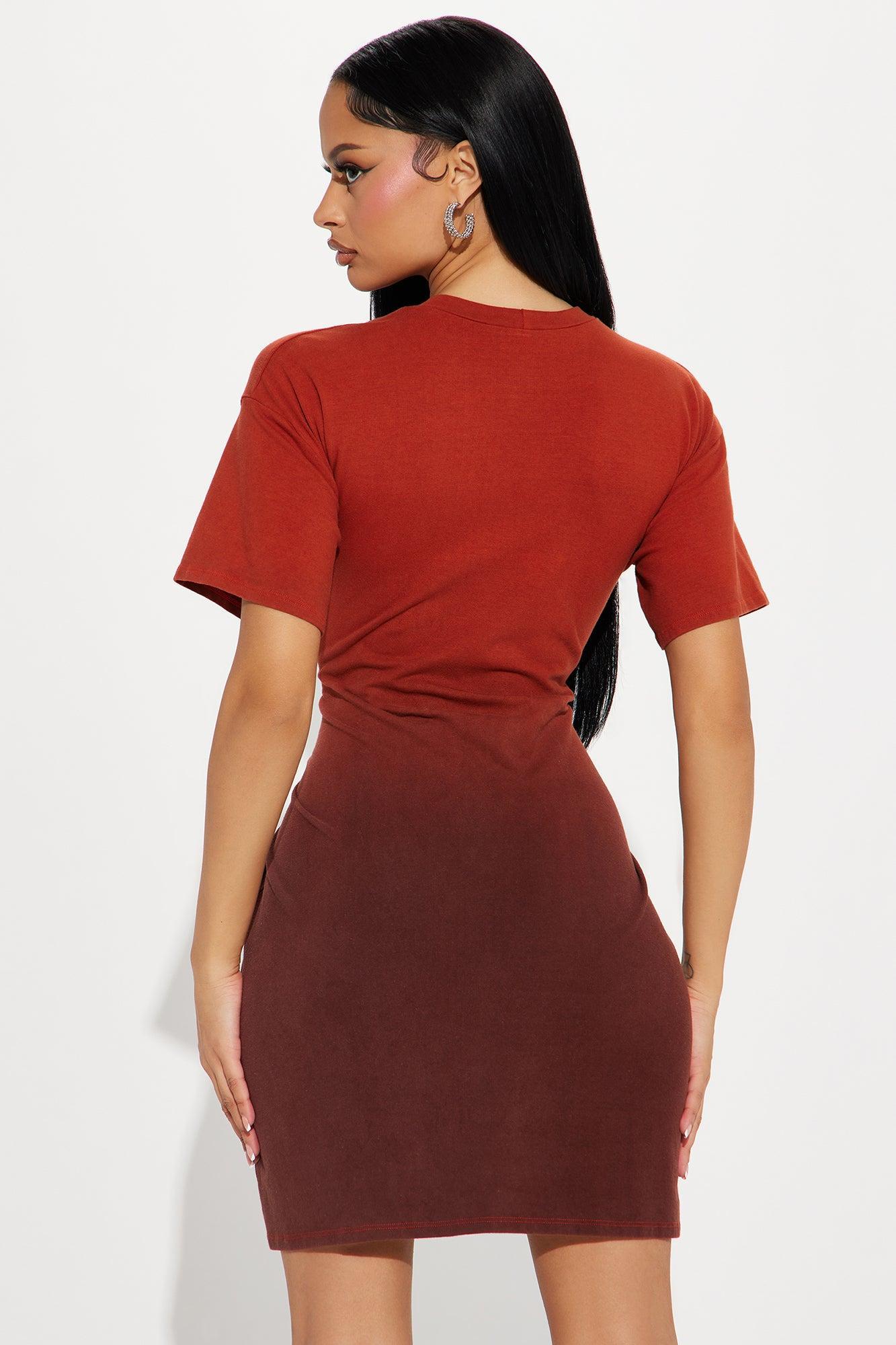 Bodhi Ombre T-Shirt Mini Dress - Rust Product Image