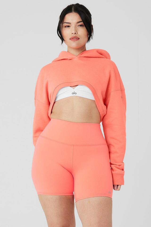 Cropped Shrug It Off Hoodie - Candy Orange Product Image