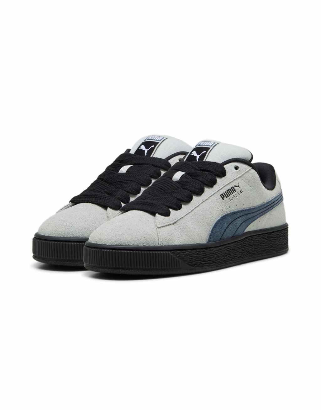 PUMA Suede XL sneakers in gray with black and blue detail Product Image