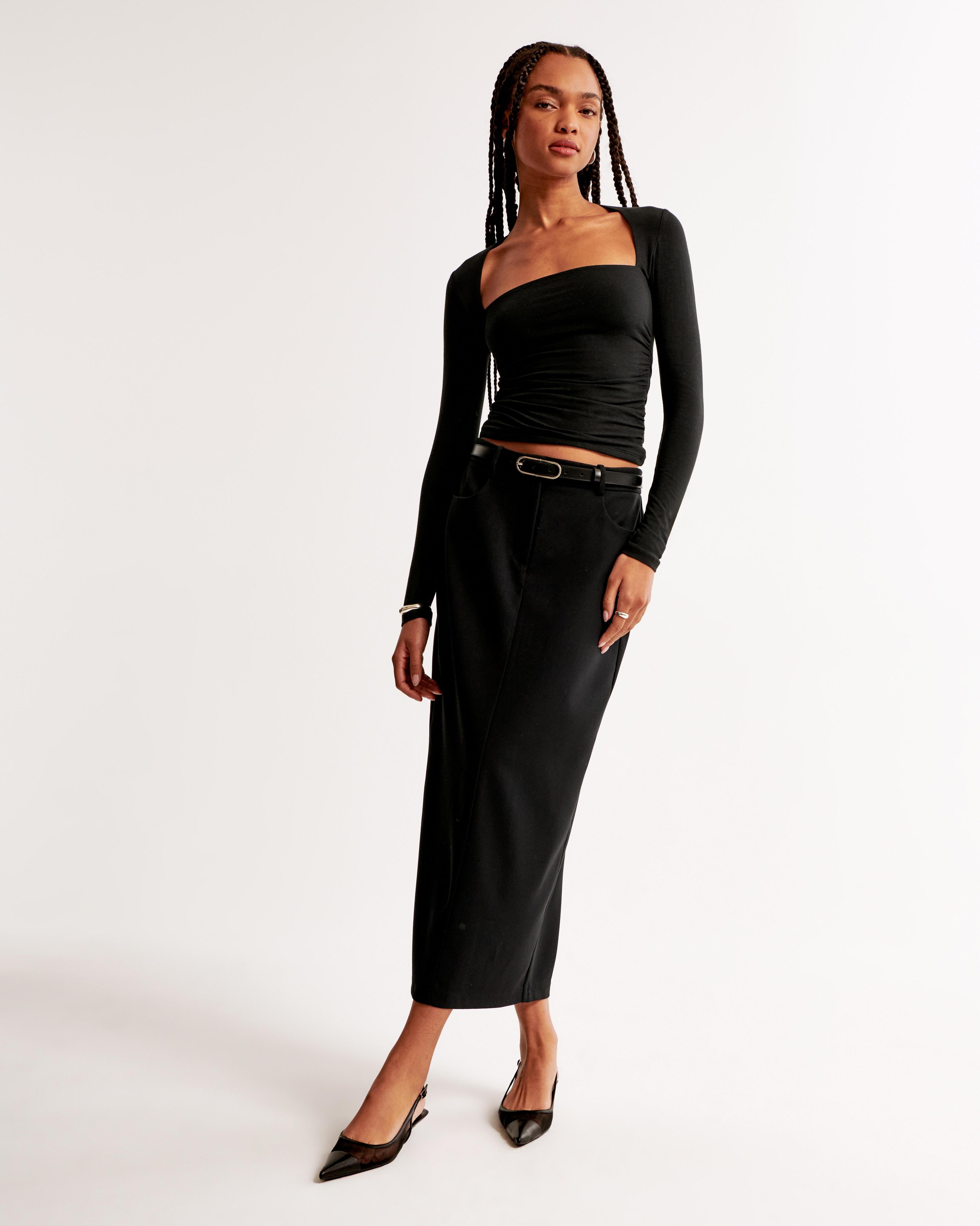 Mid Rise Tailored Maxi Skirt Product Image