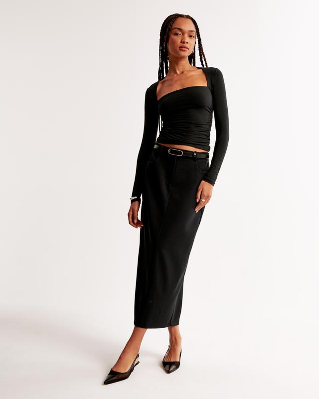 Mid Rise Tailored Maxi Skirt Product Image