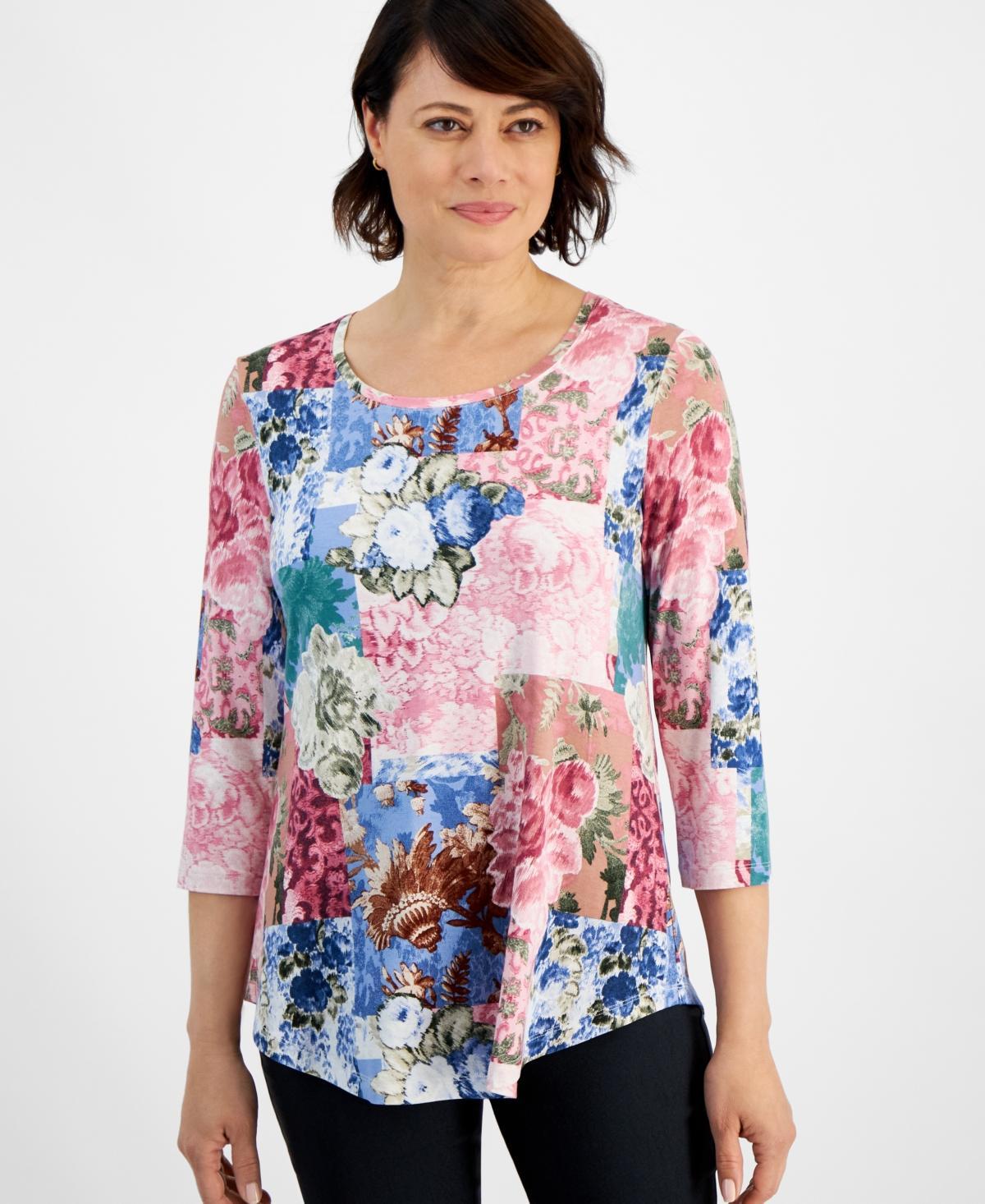 Jm Collection Womens Printed Scoop-Neck Top, Created for Macys Product Image