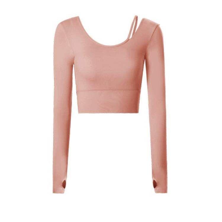 Long-Sleeve Plain Crop Sports Top Product Image