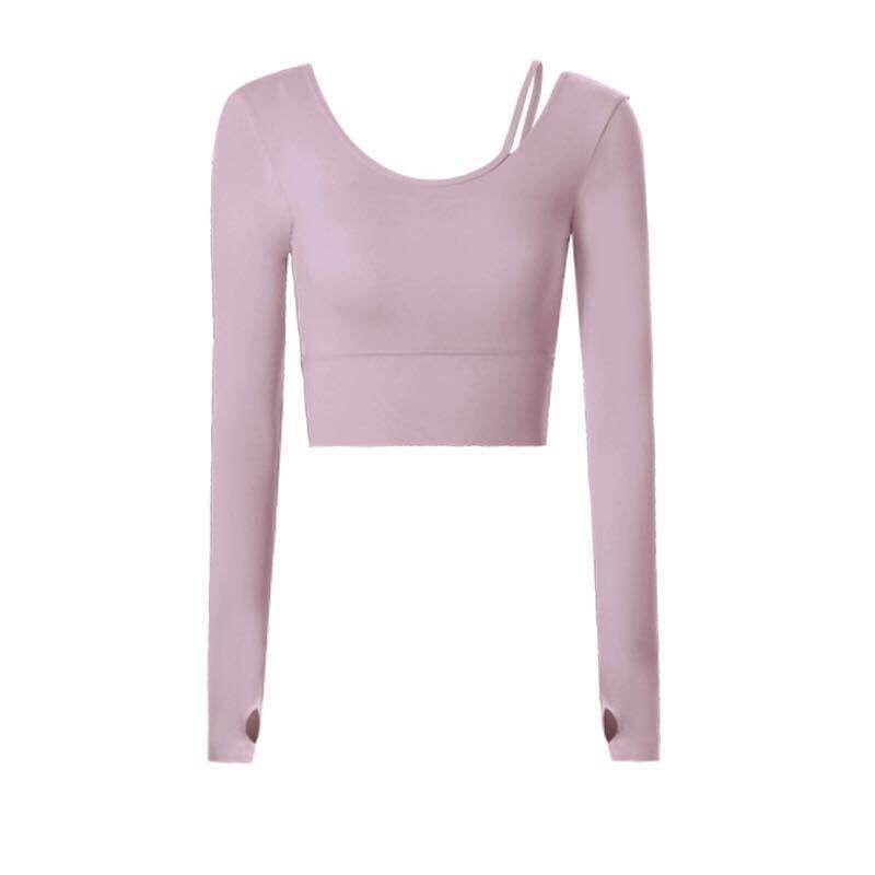 Long-Sleeve Plain Crop Sports Top Product Image