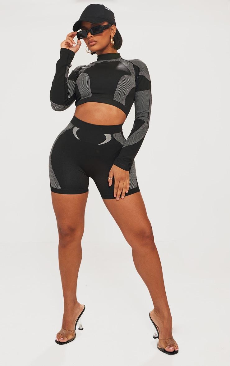 Shape Black Seamless Contrast Detail Booty Shorts product image