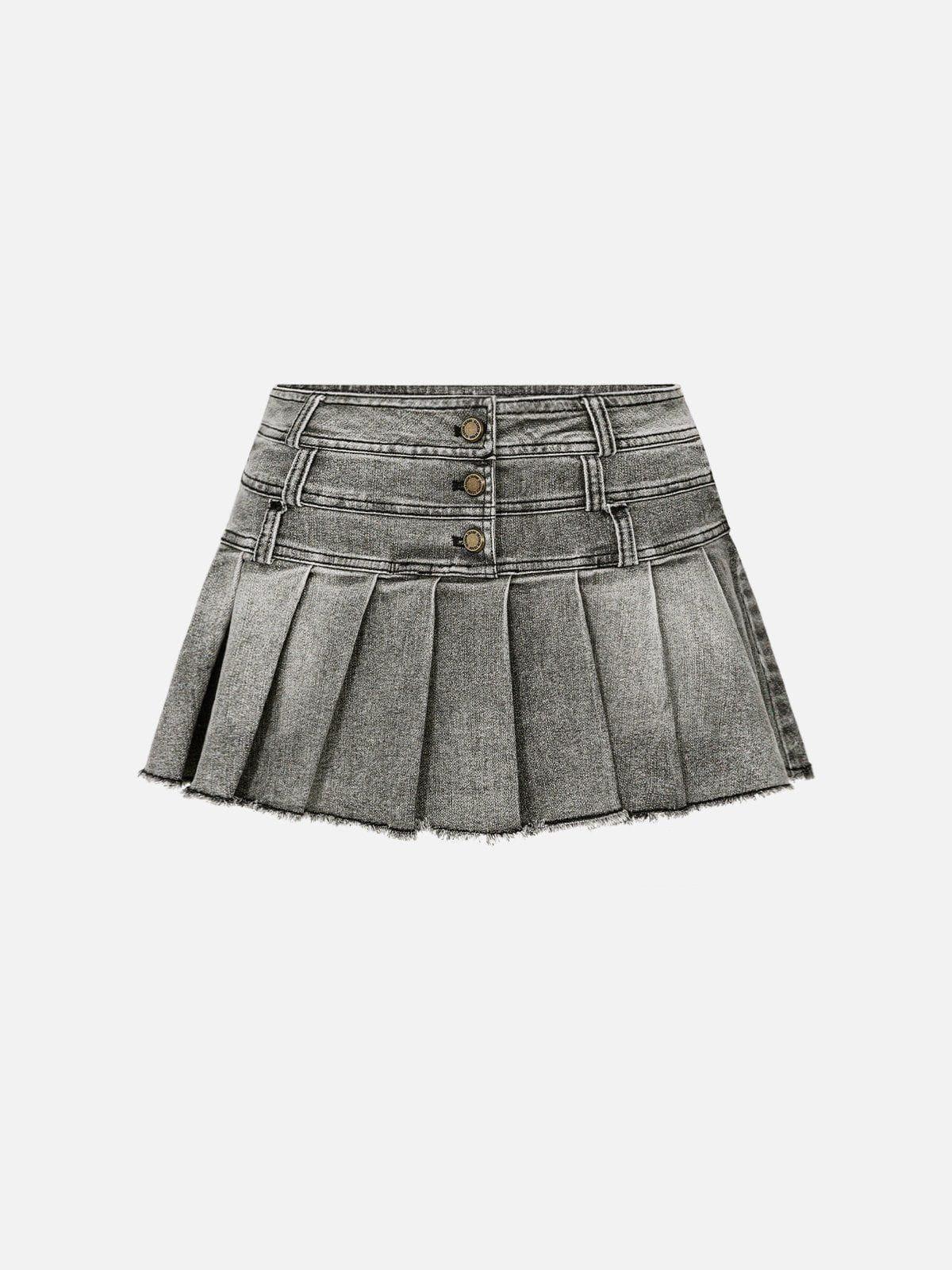 Aelfric Eden Three Layers Waist Washed Denim Skirt Female Product Image