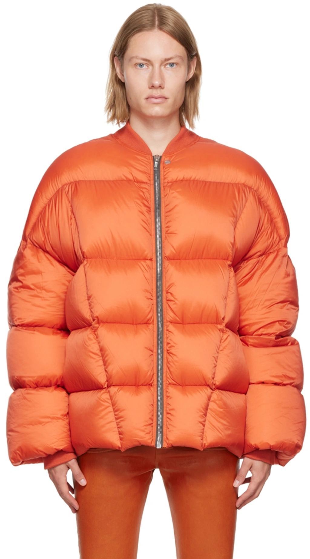 Oversize Lightweight Nylon Down Jacket In Orange Product Image