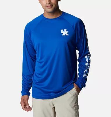 Mens Columbia Royal Kentucky Wildcats Big and Tall Terminal Tackle Omni-Shade Long Sleeve Raglan T-shirt Product Image