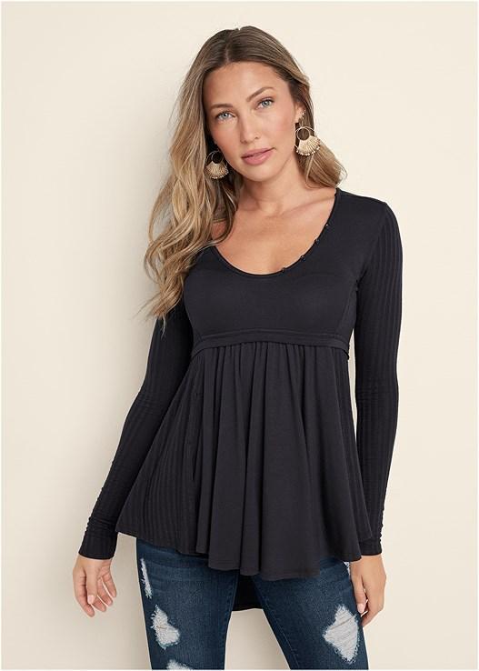 High-Low Ribbed Casual Top product image