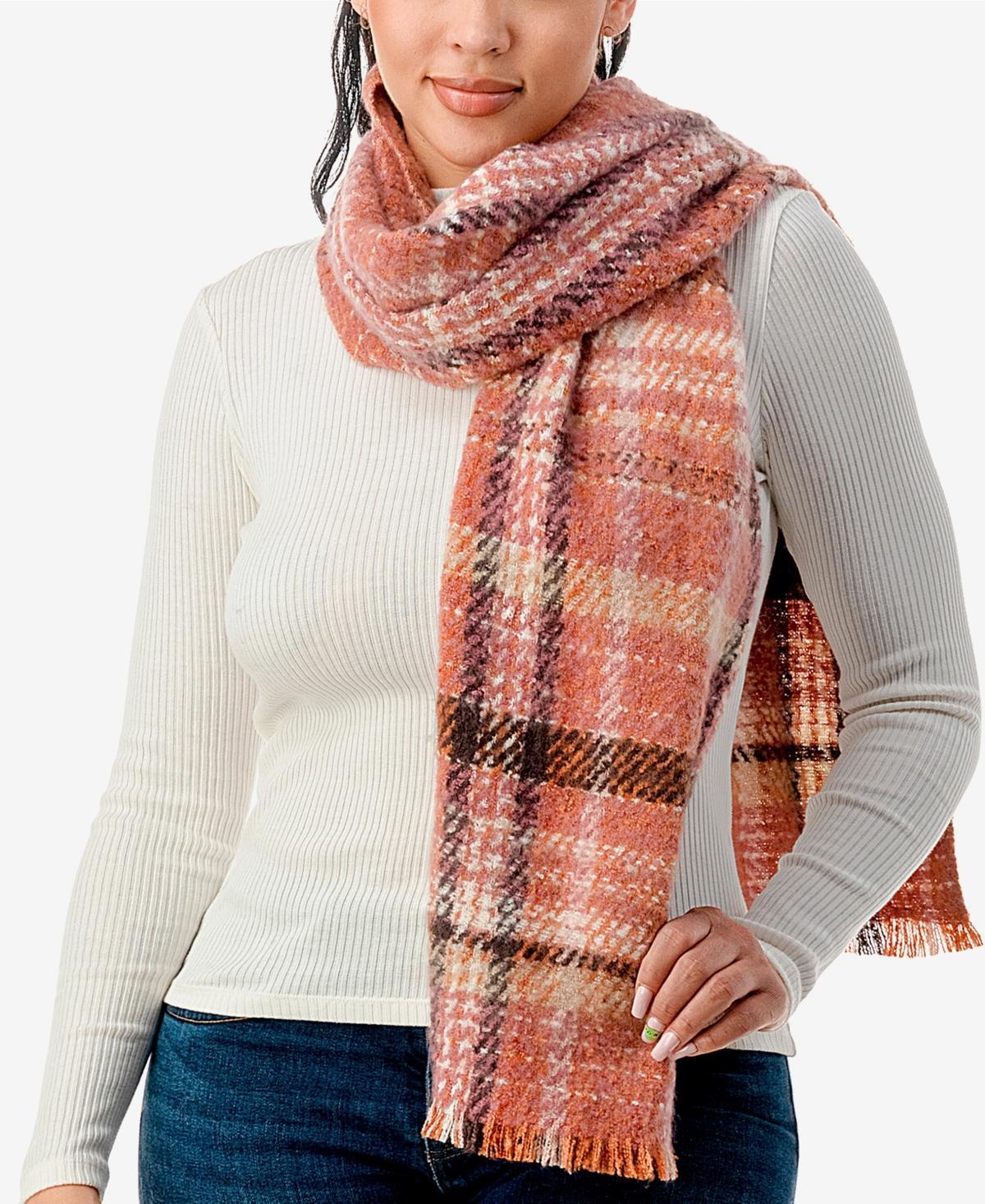 Marcus Adler Womens Ultra Cozy Fringed Plaid Scarf Product Image