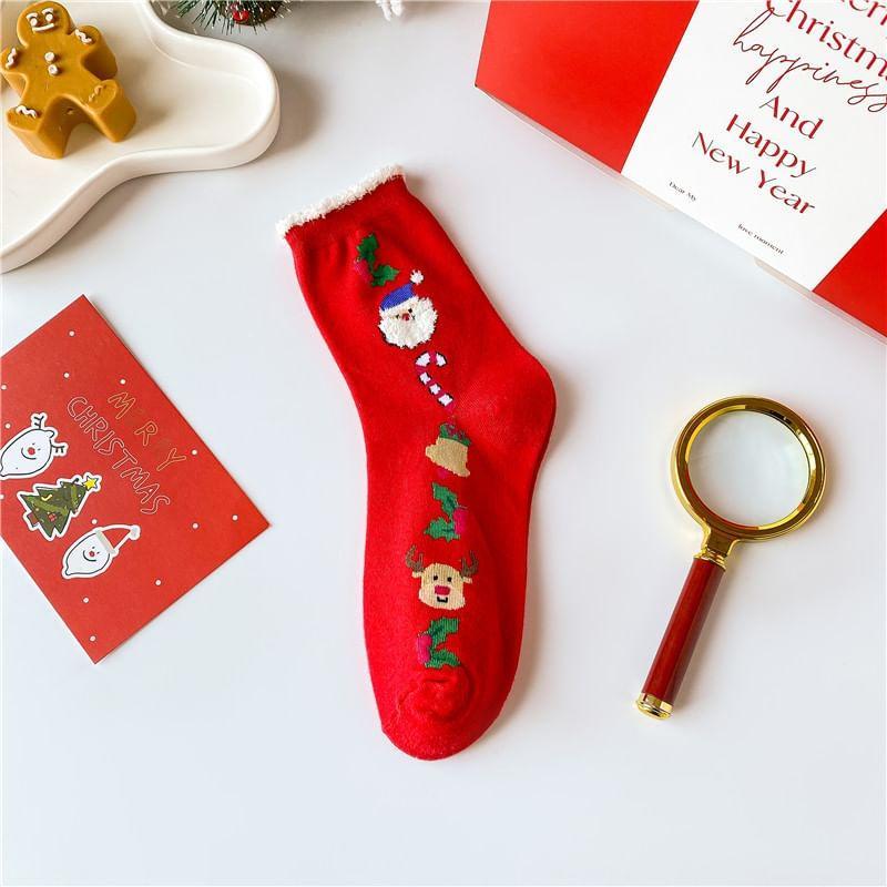 Christmas Cartoon Print Socks Product Image