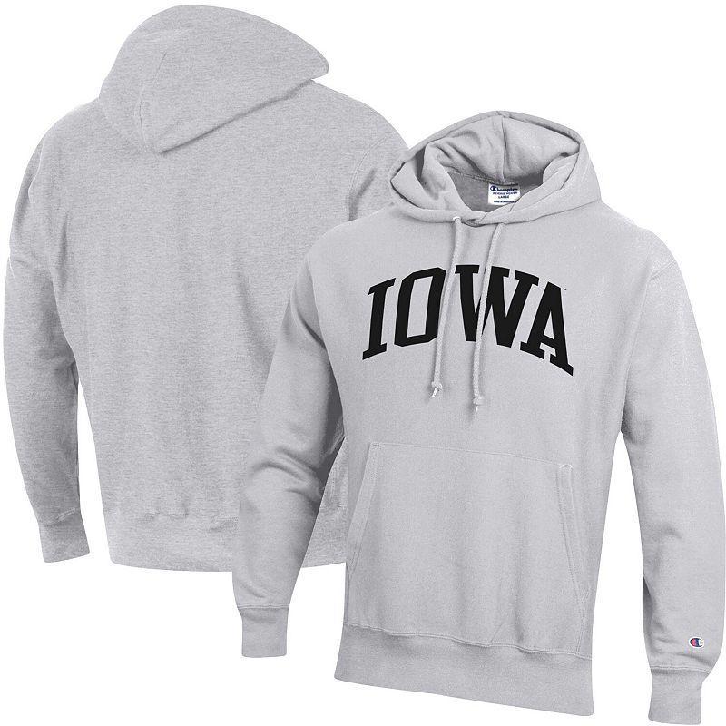 Champion Men's Champion Heathered Gray Iowa Hawkeyes Team Arch Reverse Weave Pullover Hoodie, Size: Small, IWA Grey - Size: S Product Image