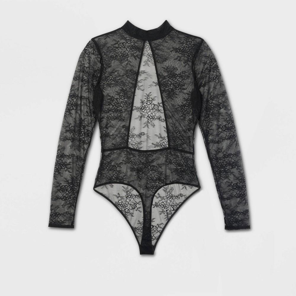 Womens Allover Lace Lingerie Bodysuit - Auden Black XL Product Image