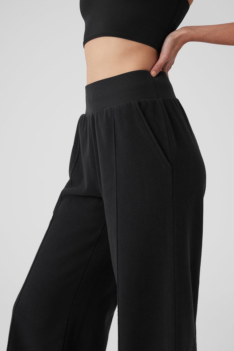 Polar Fleece High-Waist Snowdrift Wide Leg Pant - Black Female Product Image