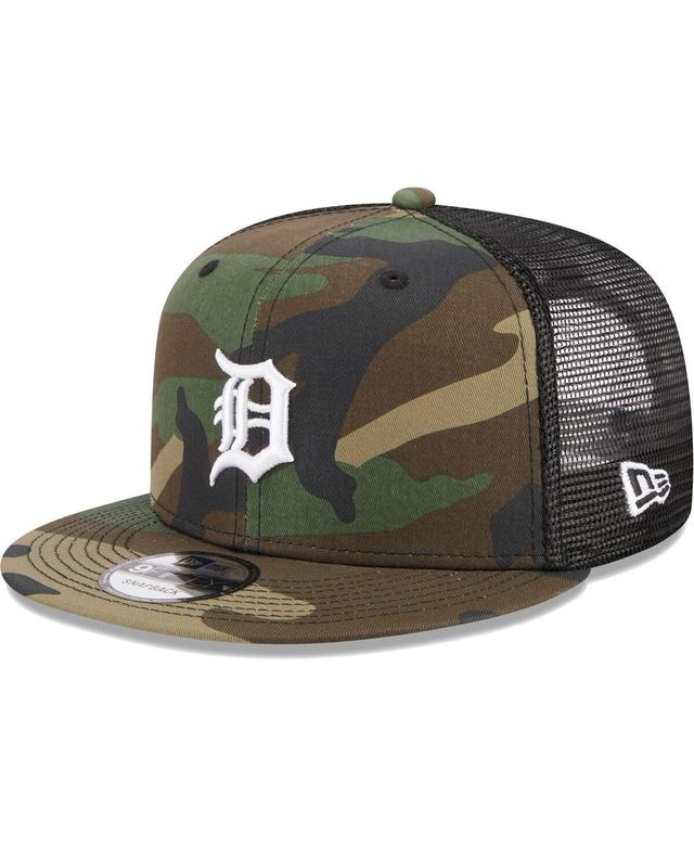 Mens New Era Camo Detroit Tigers Woodland Camo Trucker 9FIFTY Snapback Hat Product Image