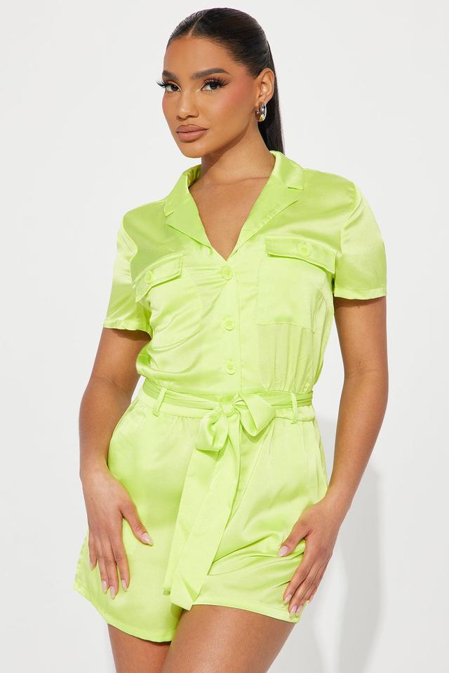 Get With It Satin Romper - Lime Product Image