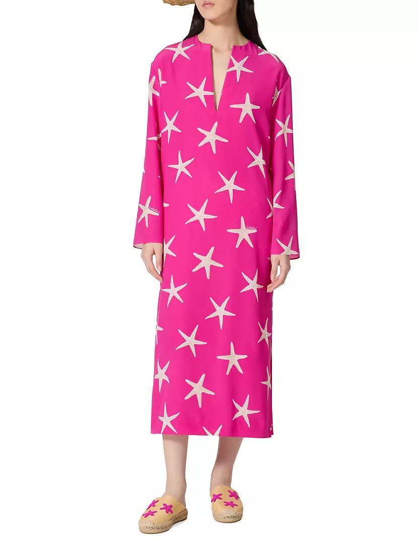 Crepe De Chine Starfish Midi Dress Product Image