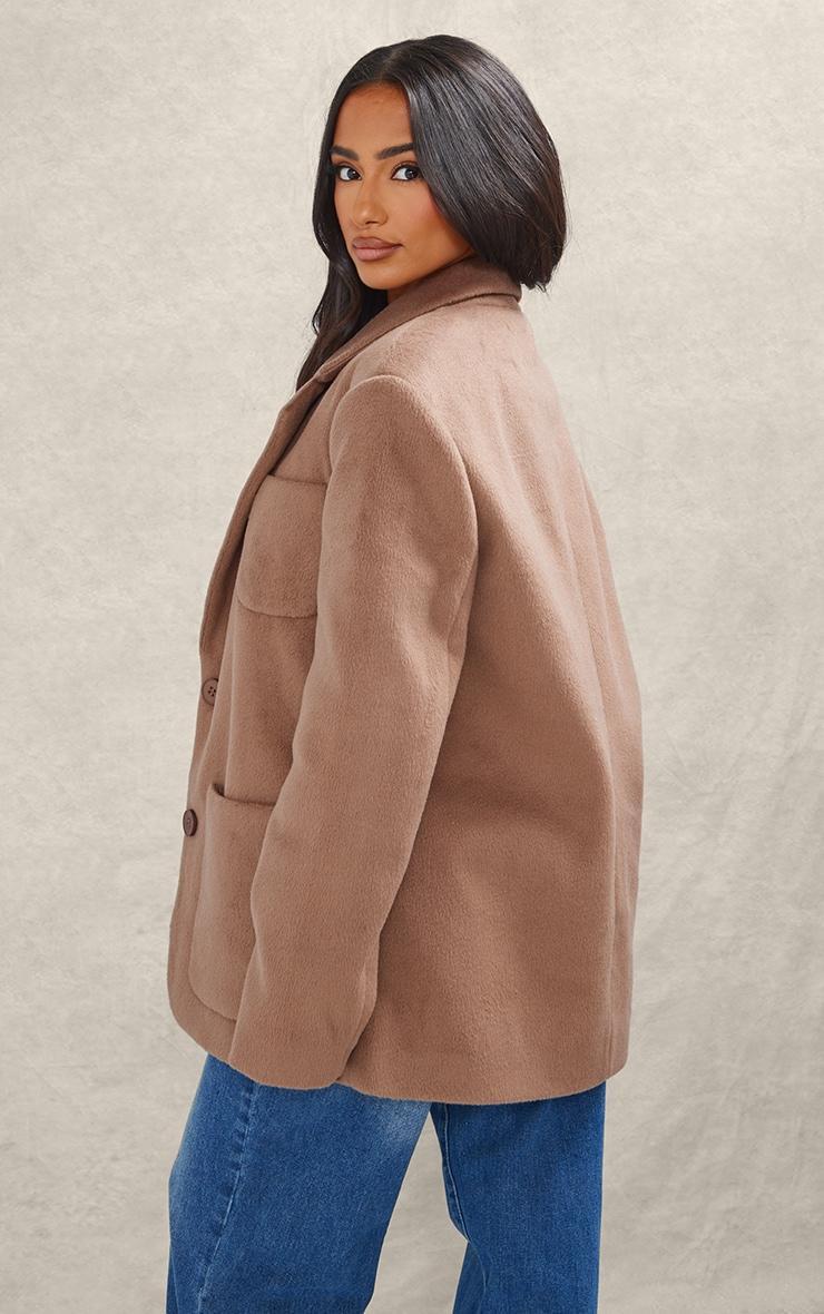 Petite Deep Taupe Oversized Longline Blazer Product Image