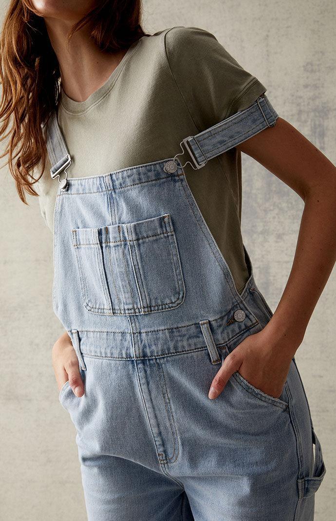 Womens Light Blue Denim Overalls Product Image