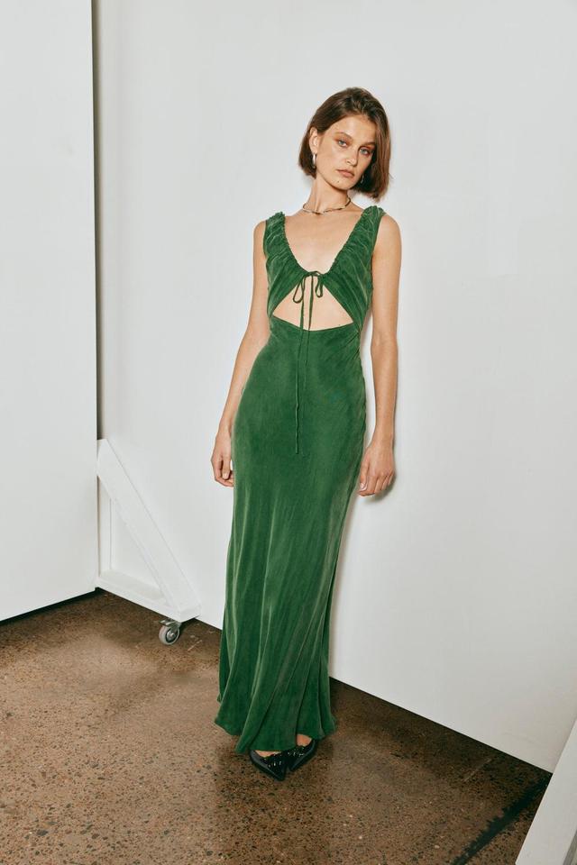 After Dark Bias Cut Maxi Dress Forest Product Image